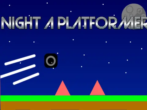 Night platformer logo with dark theme and glow effects