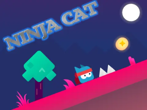 Ninja Cat platformer collab logo cover with bushes and coin timer mechanic