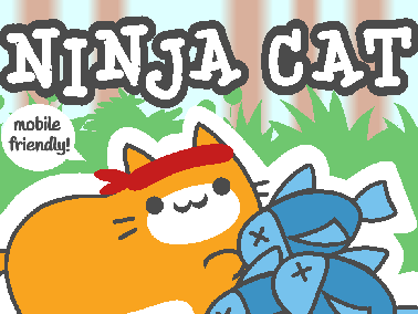 Ninja Cat platformer game logo featuring Scratch Cat as a ninja