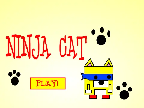Ninja Cat Platformer logo with cat character and yarn ball