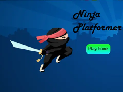 Ninja Platformer V3 - ninja with sword standing on platform, pixel art style
