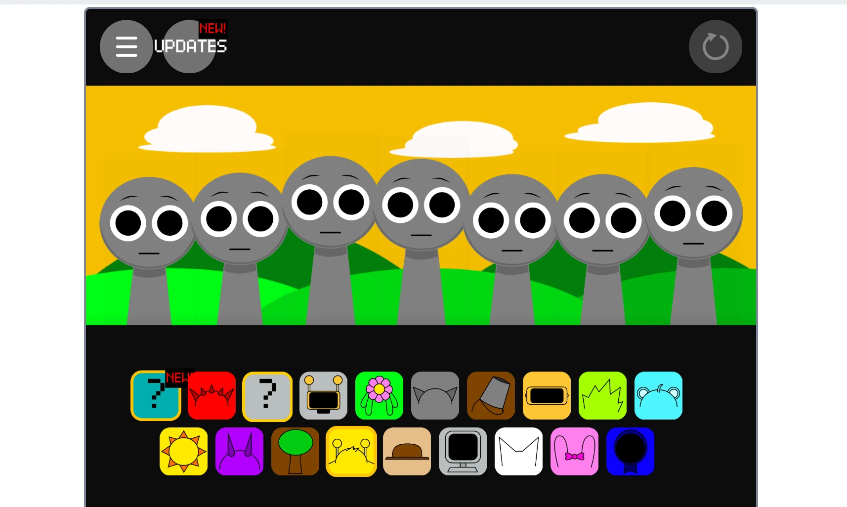 Not Sprunki gameplay showing swapped character interface