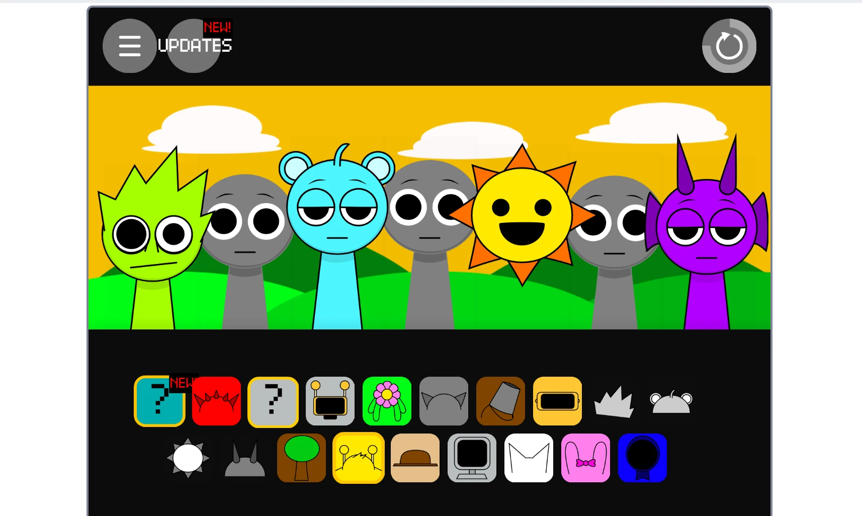 Not Sprunki rhythm game interface with swapped elements