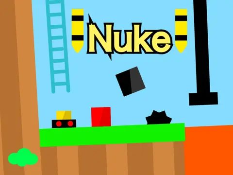 NUKE cloud multiplayer platformer logo with nuclear warning theme