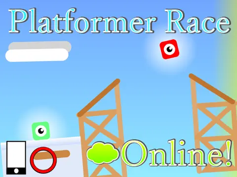 Online platformer race logo - competitive multiplayer racing design