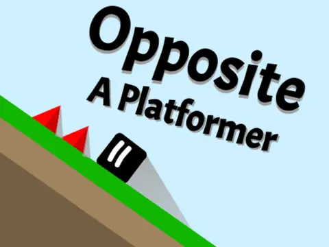 Opposite - A Platformer - inverted controls platformer game logo with goofy eyes design
