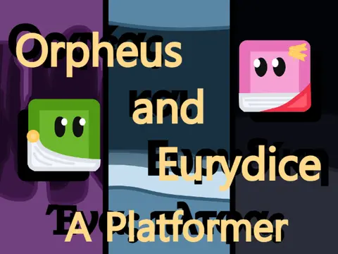 Orpheus and Eurydice platformer logo cover featuring Greek myth theme and underworld