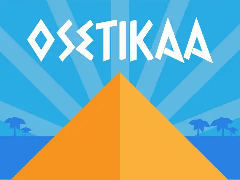Osetikaa platformer logo featuring achievement milestone design