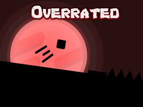Overrated platformer logo cover featuring dark atmospheric world and escape theme
