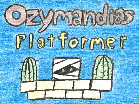 Ozymandias platformer logo - ancient Egypt desert theme with ruins