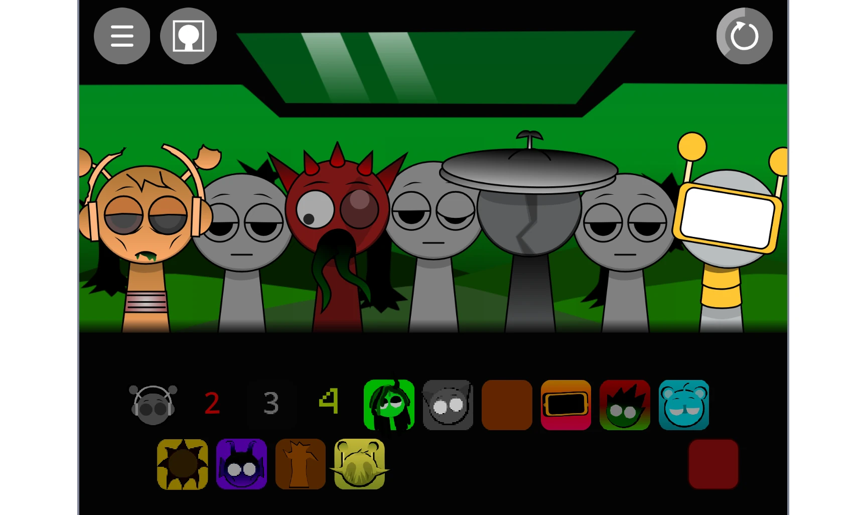 Parasprunki New Update V2 character selection with new parasite-themed designs