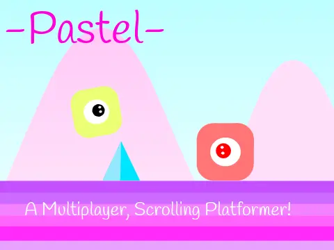 Pastel multiplayer platformer logo with pastel aesthetic and cloud server theme