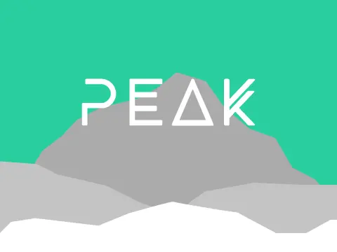 Peak platformer logo with milestone tracking design