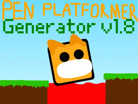 Pen Platformer Generator v1.8 logo with pen-rendered platformer style