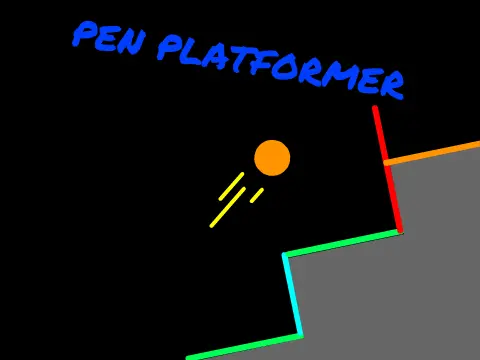 Pen Platformer v1.4 logo with hand-drawn line aesthetic