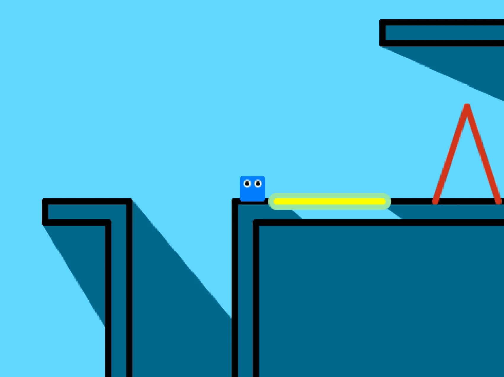 Pen Platformer V2 gameplay screenshot 6 showing character respawn point