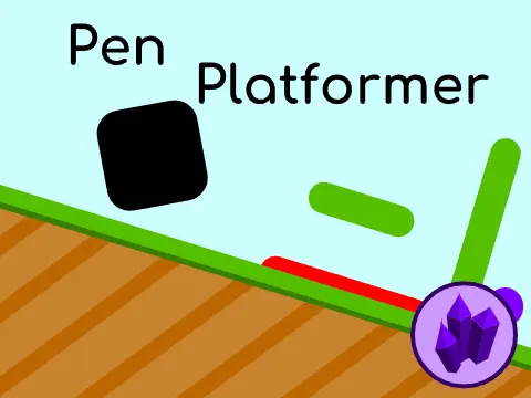 Pen Platformer gameplay showing color-coded hazards and platforms