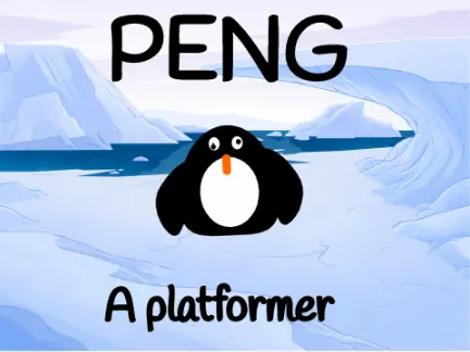 Peng platformer logo cover featuring polar bear enemy and spike obstacles