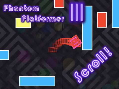 Phantom Platformer III scrolling platformer logo - phantom theme with blue red purple hazard blocks
