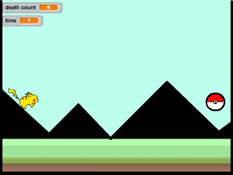 Pikachu platformer logo featuring electric Pokémon character design