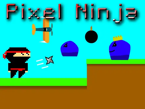 Logo for the action-adventure game Pixel Ninja A Platformer featuring a ninja character.