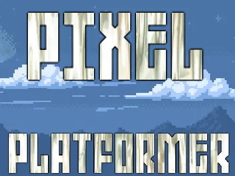 Pixel Platformer V4 pixel art logo with diamond and character