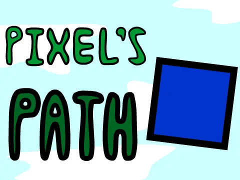 Pixel's Path platformer logo featuring original pixel art and Portal 2 inspired design