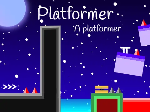 Platformer a platformer logo cover featuring cavern and lavaland biomes with mouse trail effect