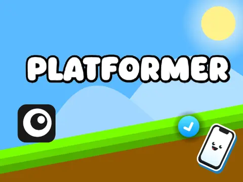 Platformer game logo cover featuring first game development and cloud timer