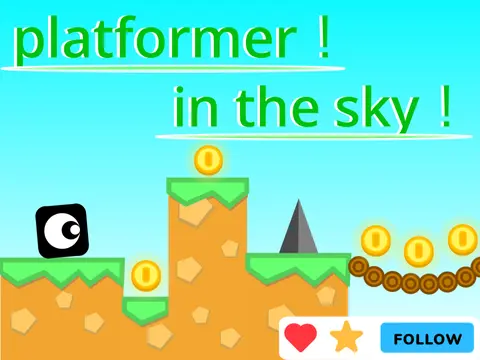 Gameplay scene from Platformer in the Sky showing character on floating platforms.