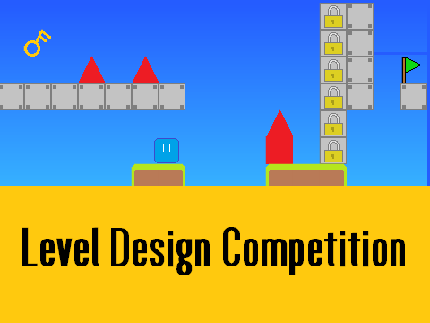 Platformer level competition logo cover featuring level editor and contest theme