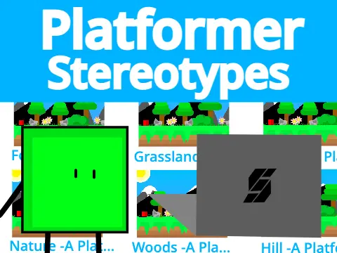 Platformer stereotypes logo - satirical platform game about genre tropes