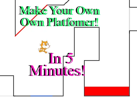 Platformer template logo featuring Scratch Cat and color-coded level design guide