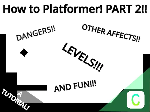 Platformer Tutorial Part 2 logo cover featuring Scratch blocks and platformer level