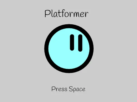 Platformer v5 title screen with black and blue detection mechanics