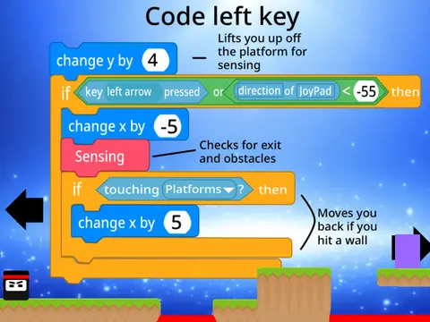Platformer SUP Tutorial logo with coding education theme