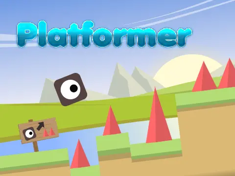 Platformer v7 logo cover featuring wall-kick mechanics and magma hazards