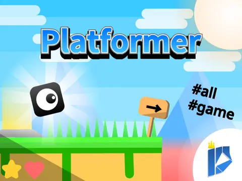 Platformer demo logo featuring Japanese text プラットフォーマー and game art