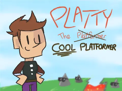Platty The Platformer logo - heroic platforming adventure to rescue princess cube