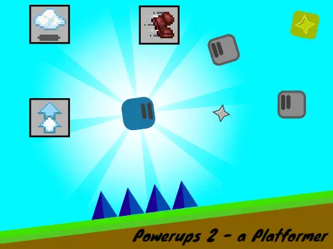 Powerups 2 platformer logo - power-up symbols and shuriken combat platformer