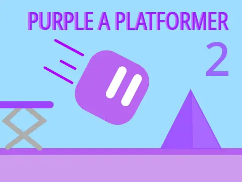Purple a platformer mobile friendly game logo featuring purple themed character and spikes