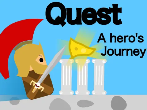 Logo for Quest - A Platformer Mobile game featuring temple aesthetics