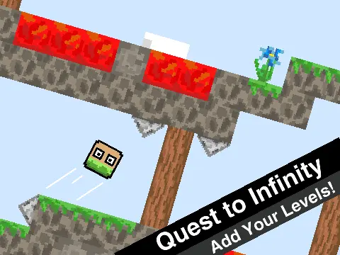 Quest to Infinity platformer logo with infinite horizon theme