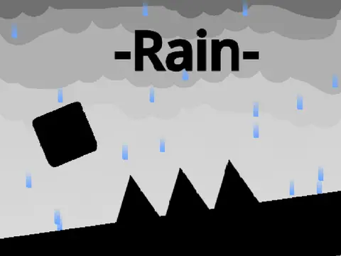 -rain- platformer cover art with rainy atmosphere and silhouette character