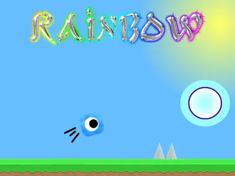 Rainbow mobile friendly platformer logo cover featuring escape from bad guys theme