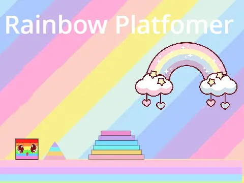 Rainbow Platformer game logo with colorful gradient and platform elements