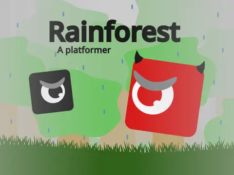 rainforest mobile friendly platformer logo with green leaves and vines