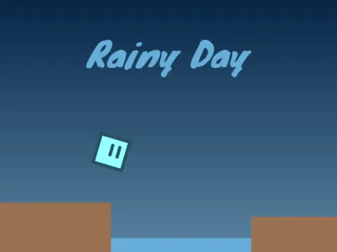Rainy Day platformer logo - atmospheric weather theme with rain effects