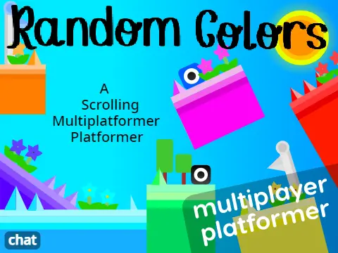 Random colors platformer logo featuring purple, blue, green, yellow, and red themes