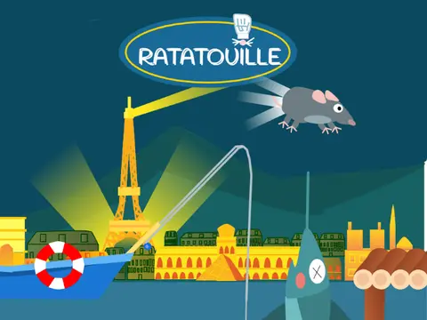 Artwork for the Pixar-inspired Ratatouille scrolling platformer game.